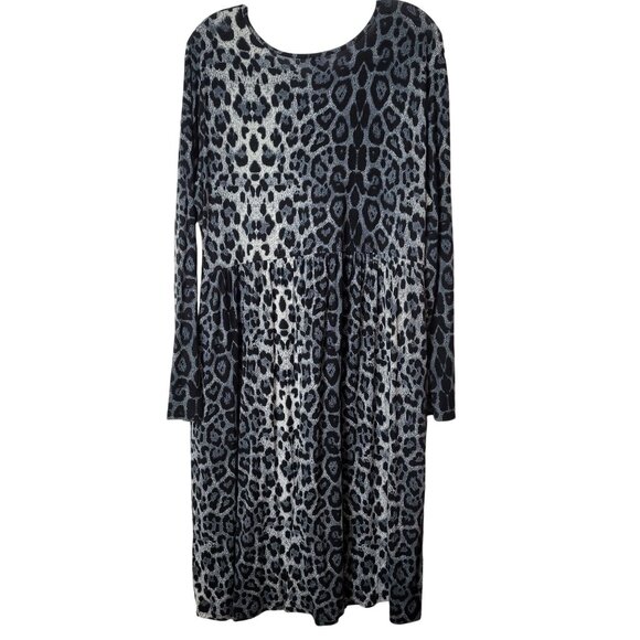 DB Moon 2XL Leopard Print Long Sleeve Dress W/ Pockets pair w/boots or heels - Picture 10 of 14